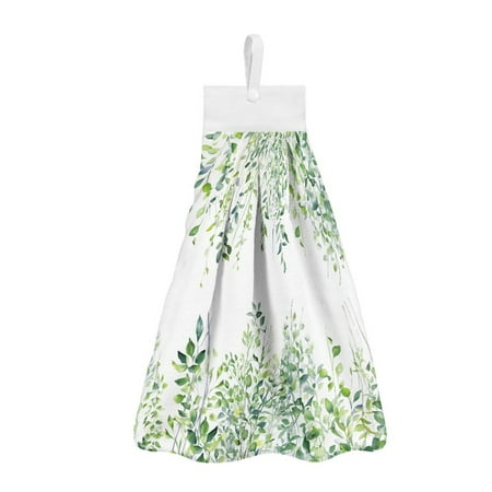 

ZIATUBLE Green Leaves Kitchen Hanging Towels Lightweight Hanging Dish Towels 2 Pcs Easy to Clean Hanging Dish Towels Dish Cloths Machine Washable Towels for Kitchen Cleaning Home Decor