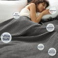 thumbnail image 3 of PHF Ultra Soft Waffle Weave Blanket King Size, Washed Lightweight Summer Breathable Blankets for Hot Sleeper, Grey, 104x90 inches, 3 of 8
