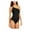 Black, variant on MICHAEL MICHAEL KORS Women's Black Embellished One Shoulder One Piece Swimsuit 8