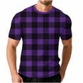 thumbnail image 2 of Zylanna Men's T-Shirts Tee, Short Sleeve Plaid Summer Crew Neck Fashion Tops for Mens Purple, 2 of 6