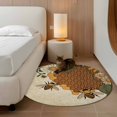 thumbnail image 3 of Round Area Rug 4 Ft, Vintage Bees Washable Non-Slip Circle Carpet for Living Room/Bedroom, Daisy Floral Pastoral Retro Art Low-Profile Crawling Mats Collection Rugs for Indoor, 3 of 7