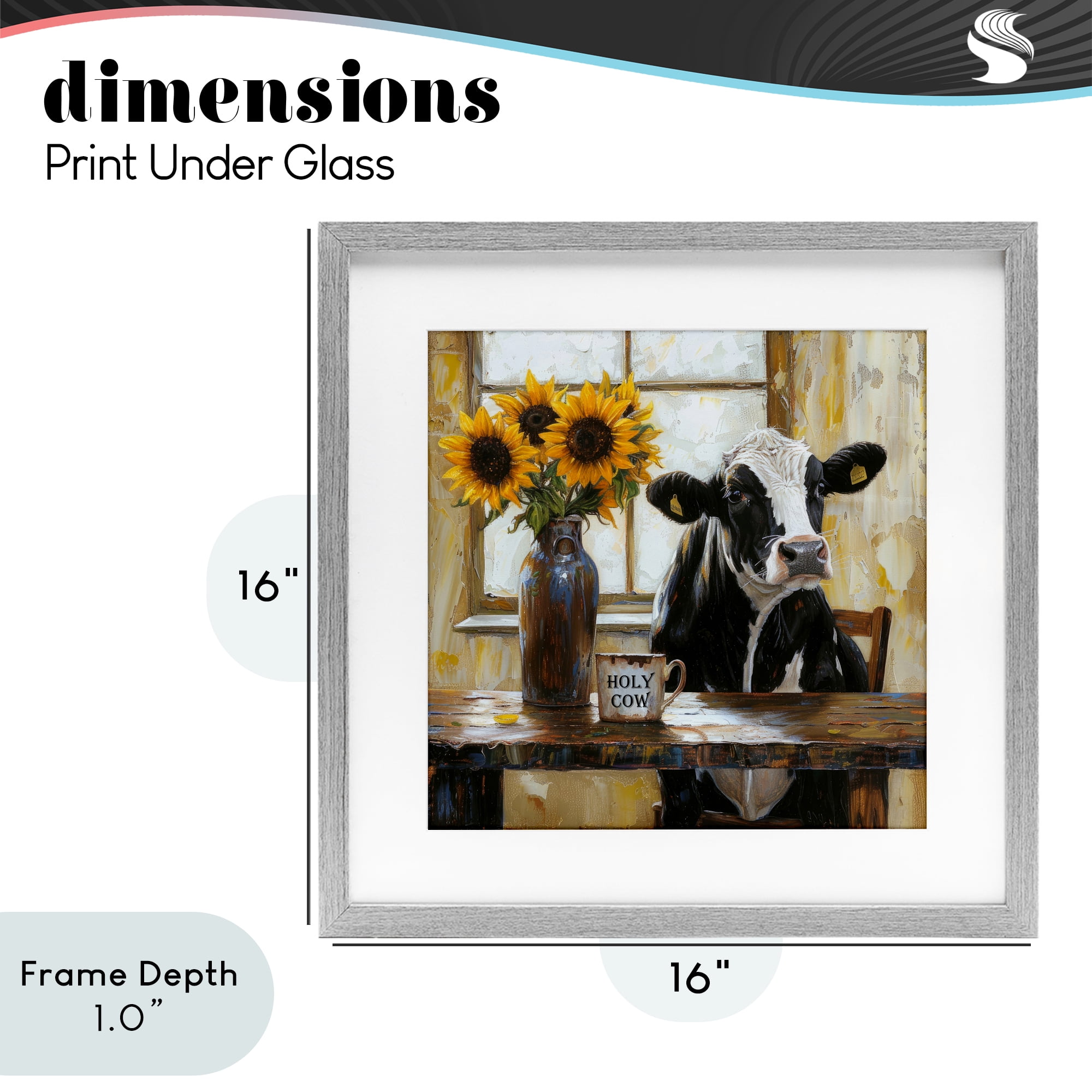 Stupell Industries Holy Cow Rustic Farm Table Gray Framed Print Under Glass, design by Tina LeCour