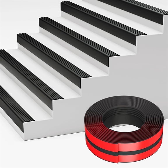 Vinyl Rubber Stair Nosing,Tutuviw Stair Edge Trim,Corner Guard,3 ft Self Adhesive Nose Molding Non-Slip Rubber Edge Protector Steps Trim Rubber Strips for Indoor & Outdoor Staircase Step Uses (Black)