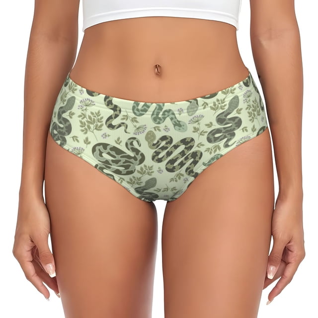 Fotbe Green Snake Calzones Estampados para Mujer – Ropa Interior de Algodón, Cómoda, Suave y Elástica-4X-Large