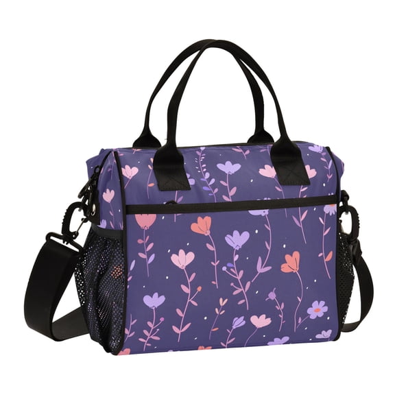 Pastel Floral Flower Lunch Bag Insulated Lunch Box Leakproof Reusable Cooler Tote Adjustable Shoulder Strap for Men Women 9L