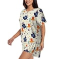 thumbnail image 2 of Naloa Flower Leaves Women's Short-Sleeved Pajama Set, Loungewear, Summer pajamas, Breathable Cozy - X-Large, 2 of 9