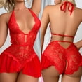 thumbnail image 4 of Lencería Sexy de encaje transparente para mujer, Body de peluche de fantasía, ropa de dormir femenina, entrepierna abierta, Babydoll, mini falda sexual, ropa interior, 4 of 5