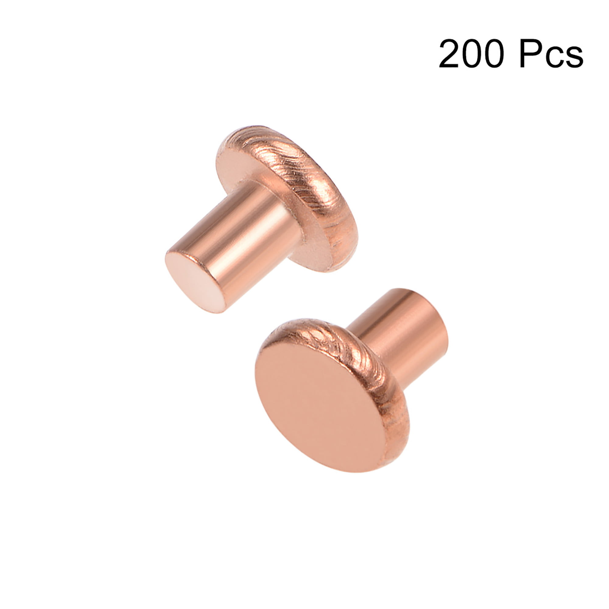 200 Pcs  3/32" x 1/8" Flat Head Copper Solid Rivets Fasteners 