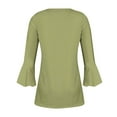 thumbnail image 5 of QATAINLAV Blouses for Women Dressy Casual 3/4 Bell Sleeve Tops Loose Fit Button V Neck Henley Shirts Solid Color Pleated Tunic Shirts Mint Green S, 5 of 6