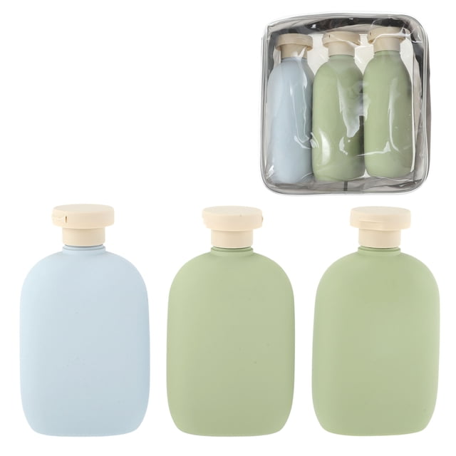 Conjunto de Contenedores de Viaje de 3 Piezas Unique Bargains, Botellas de Viaje a Prueba de Fugas con Tapa Abatible, 260ml Azul Verde