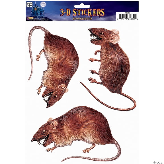 Window Sticker 3d Rat Halloween Items Unisex One Size Adult Brown Fancy Dress Party Book Week