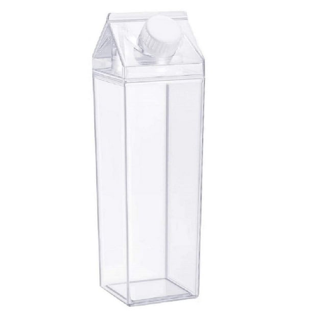 Botella de agua de cartón de leche 17oz (500mL) Botellas de leche cuadradas transparentes de plástico Sin BPA Botella de agua a prueba de fugas Portátil Reutilizable