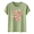 thumbnail image 4 of Camiseta de Manga Corta de Cuello Redondo con Patrones de Corazón de Moda de las Mujeres para Diario, Fiesta, Primavera Y Verano, 4 of 5