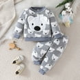 thumbnail image 3 of JTieacloth 2Pcs Boys Pants Set Toddler Boys Winter Outfits 2 Piece Set Cute Bear Print Pullover Hoodie And Pants Warm Lined Casual Play Clothes For Baby Boys,Sizes 9-12 Months(Gray), 3 of 6