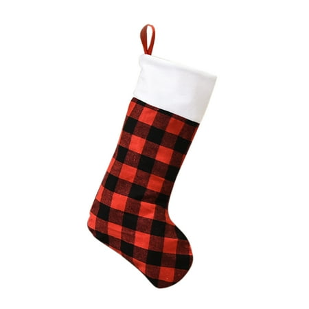 

Red And Black Plaid Plush Christmas Stocking Ornaments Gift Gift Candy Bag Pendant