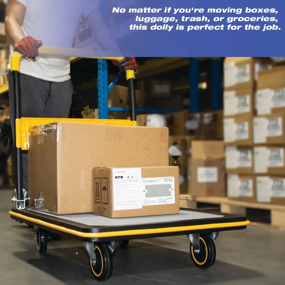 Heavy Duty Push Cart Foldable Dolly, 330 lb Weight Capacity, Moving Platform Hand Truck, Foldable for Easy Storage and 360 Degree Swivel Wheels