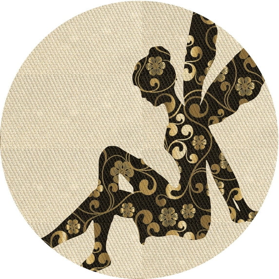 Ahgly Company Indoor Round Patterned Vanilla Gold Area Rugs, 8' Round
