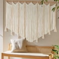 thumbnail image 3 of Macrame Wall Hanging White Beads Boho Wall Decor for Living Room Bedroom or Nursery Texture Yarn Wall Art 57" W × 43" L, 3 of 7