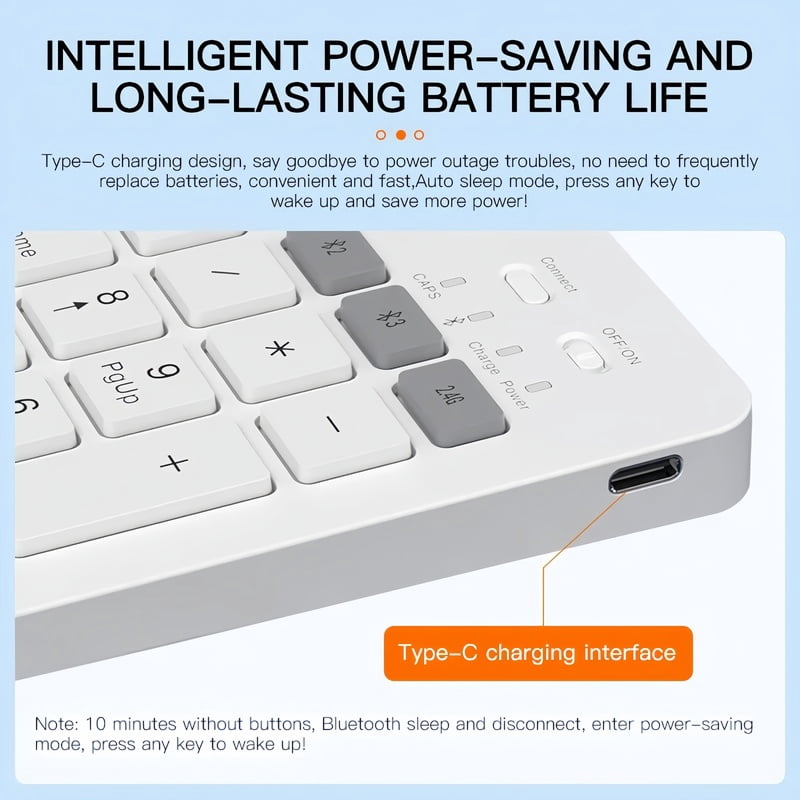 Dual-Mode Bluetooth 5.0 Keyboard 2.4G Wireless Keyboard 3-BT Rechargeable Gaming Keyboard For Laptop Tablet Android iOS Windows