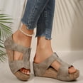 thumbnail image 4 of Dakaela Wedge Sandals for Women Cork Sole Non Slip Platform Summer Shoes Casual Walking Slides Khaki 8, 4 of 8