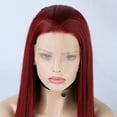 thumbnail image 4 of Unique Bargains Lace Front Lightweight Wigs Long Straight Hair for Women Lady Wine Red, 4 of 8