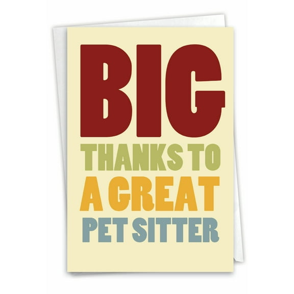 1 Funny Thank You Card with Envelope - Pet Sitter C3217TYG