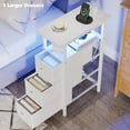 thumbnail image 6 of End Table with Charging Station, Narrow Side Table with 3 Fabric Drawers, Skinny Nightstand with LED Light, Slim Bedside Table for Bedroom, Living Room, Small Spaces, White, 6 of 8