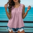 thumbnail image 2 of DHFJKG Women Tank Top Summer Sleeveless Loose Fit Breathable Linen Casual Comfortable Pullover Work Dressy Blouse Scoop Neck Solid Color Versatile Tops, 2 of 4