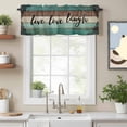 thumbnail image 2 of Live Love Laugh Valance Curtain Vintage Floral Texture Brown Teal Wood Grain Window Valances Rod Pocket Short Curtains Window Treatments for Kitchen Bedroom Bathroom Laundry 54" x 18", 2 of 9