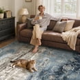 thumbnail image 6 of VUNATE 8'x10' Area Rugs for Living Room Machine Washable Rugs Abstract Vintage Distressed Indoor Rug Carpet Soft Lightweight Large Area Rug for Bedroom Dining Room Kitchen Foldable Nonslip Rug Blue, 6 of 8