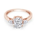 thumbnail image 2 of AFFY Moissanite Diamond Three Stone Engagement Wedding Ring in 14K Rose Gold-7.5, 2 of 7