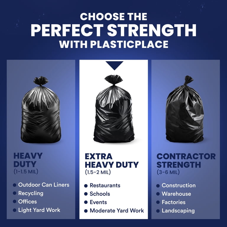 Heavy Duty 64-65 Gallon Black Trash Bags, 50 Count photo 7
