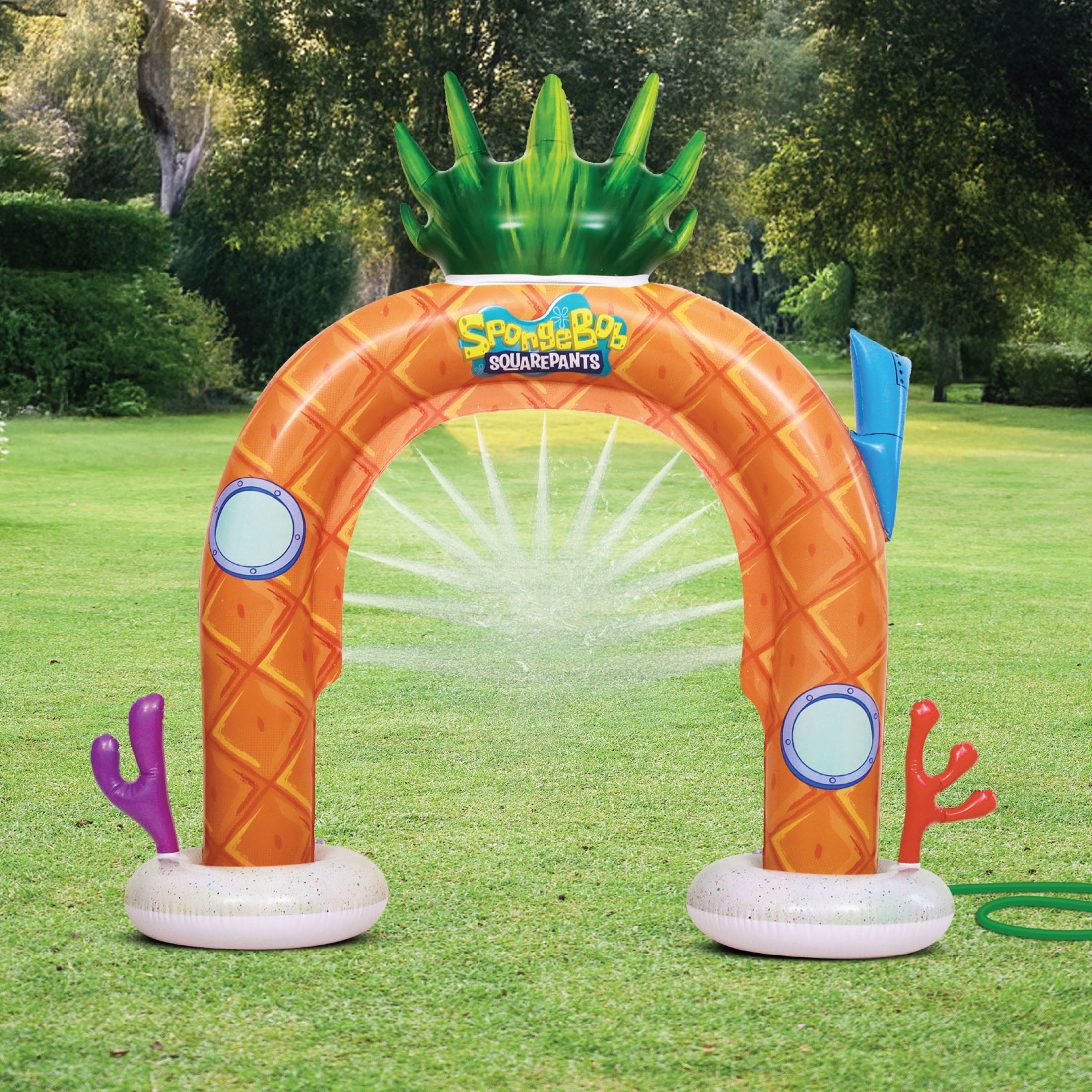 SpongeBob SquarePants 5-Foot Tall "Pineapple Under the Sea" Inflatable Arch Water Sprinkler for Summer Fun, Ages 2+