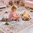 thumbnail image 2 of ARJINCUTE Non Slips Boho Area Rugs 4' x 6', Vintage Floor Carpet, Soft Touch Low Pile Machine Washable, Orange-Red, 2 of 7
