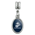 thumbnail image 2 of Marines Text USMC White Logo on Blue Officially Licensed Italian European Style Bracelet Oval Charm Bead, 2 of 5