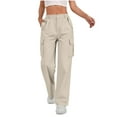 thumbnail image 5 of Moxiu Womens Cargo Pants Hiking Casual Quick Dry High Waistd Pants with 4 Pockets Streetwear Fall Stretch Solid Track Pant Beige,M, 5 of 9