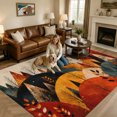 thumbnail image 2 of Area Rugs 5'x7', Orange Mountain Carpet Runner Indoor Outdoor Rugs Home Decor Aesthetic, Fall Farmhouse Forest Trees Nature View Non Slip Mats Washable Accent Rug for Living Room Bedroom, 2 of 8