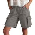 thumbnail image 2 of Cagogo Women Cargo Shorts Elastic Waist Loose Flowy Casual Solid Regular Fit Summer Beach Lounge Party Shorts with Pockets, Gray 2XL, 2 of 9