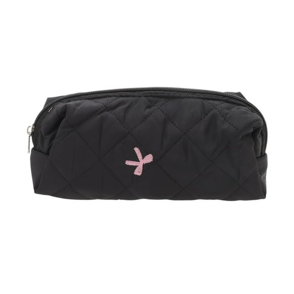 Bolsas de maquillaje de bordado de arco duraderas de 1 pieza, color negro, poliéster