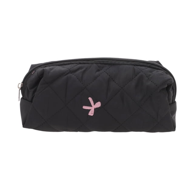 Bolsas de maquillaje de bordado de arco duraderas de 1 pieza, color negro, poliéster