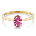 thumbnail image 2 of Gem Stone King 10K Yellow Gold Pink Zirconia Solitaire Engagement Ring for Women (0.76 Cttw, Oval 7X5MM, Gemstone Birthstone, Size 6), 2 of 3