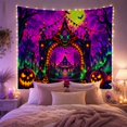 thumbnail image 2 of Menacing Skull with Glowing Eyes in a Haunted Archway, Eerie Gothic for Halloween Enthusiasts, Spooky Castle Scene Art, Halloween Gift, Tapestry Wall Hanging for Bedroom and Living Room, 2 of 7