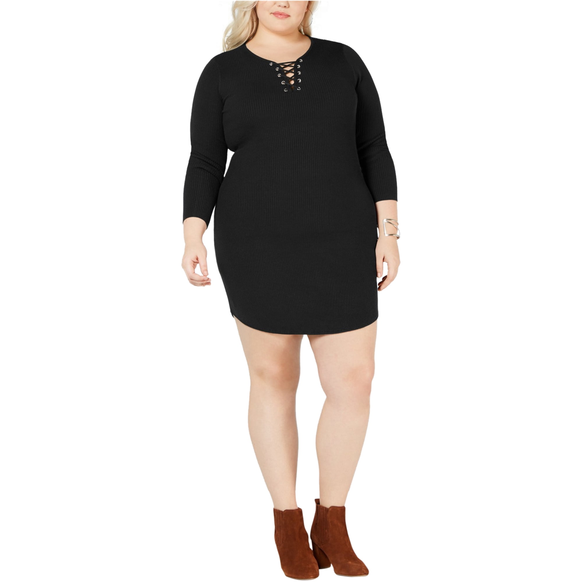 black lace up sweater