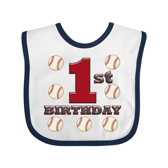 Inktastic First Birthday Baseball Boys Baby Bib