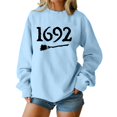 thumbnail image 2 of YVNAURA Women‘s 1692 Sweatshirt Funny Witch Trial Crewneck Long Sleeve Pullover Salem Witch Hunting Halloween Spooky Season Top Casual Fall Tee 1 Pack, Sky Blue,L, 2 of 5