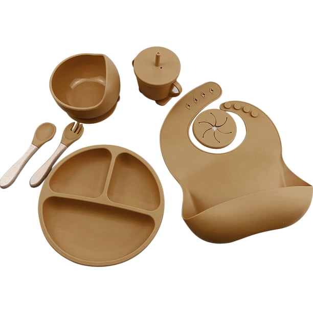 6 piezas de artículos para bebés juego de alimentación de silicona antideslizante para bebés accesorios de comida para bebés suaves