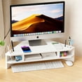 thumbnail image 5 of White Monitor Stand Riser — Desktop Computer Stand & Monitor Riser for Desk, 5 of 6