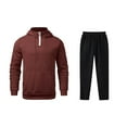 thumbnail image 4 of Yusimy Men's Solid Color Fleece-Lined 2-Piece Hoodie Cargo Set Long Sleeve Casual Sports Pants Warm, 4 of 8
