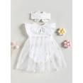 thumbnail image 4 of Coduop Ruffle Sleeve Romper Tutu for Baby Girl Bodysuit Tutu Dress with Headband, 4 of 7