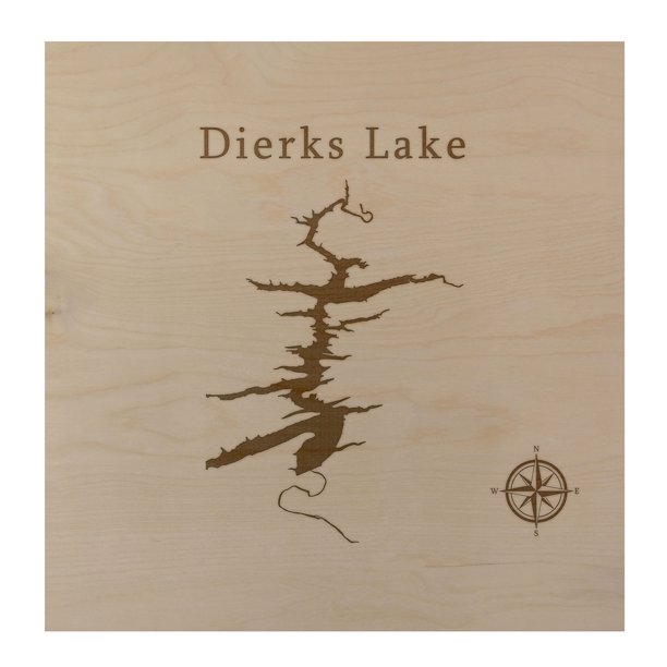 Dierks Lake Map 12x12" Birch Wood Wall Art Office Decor Gift Engraved